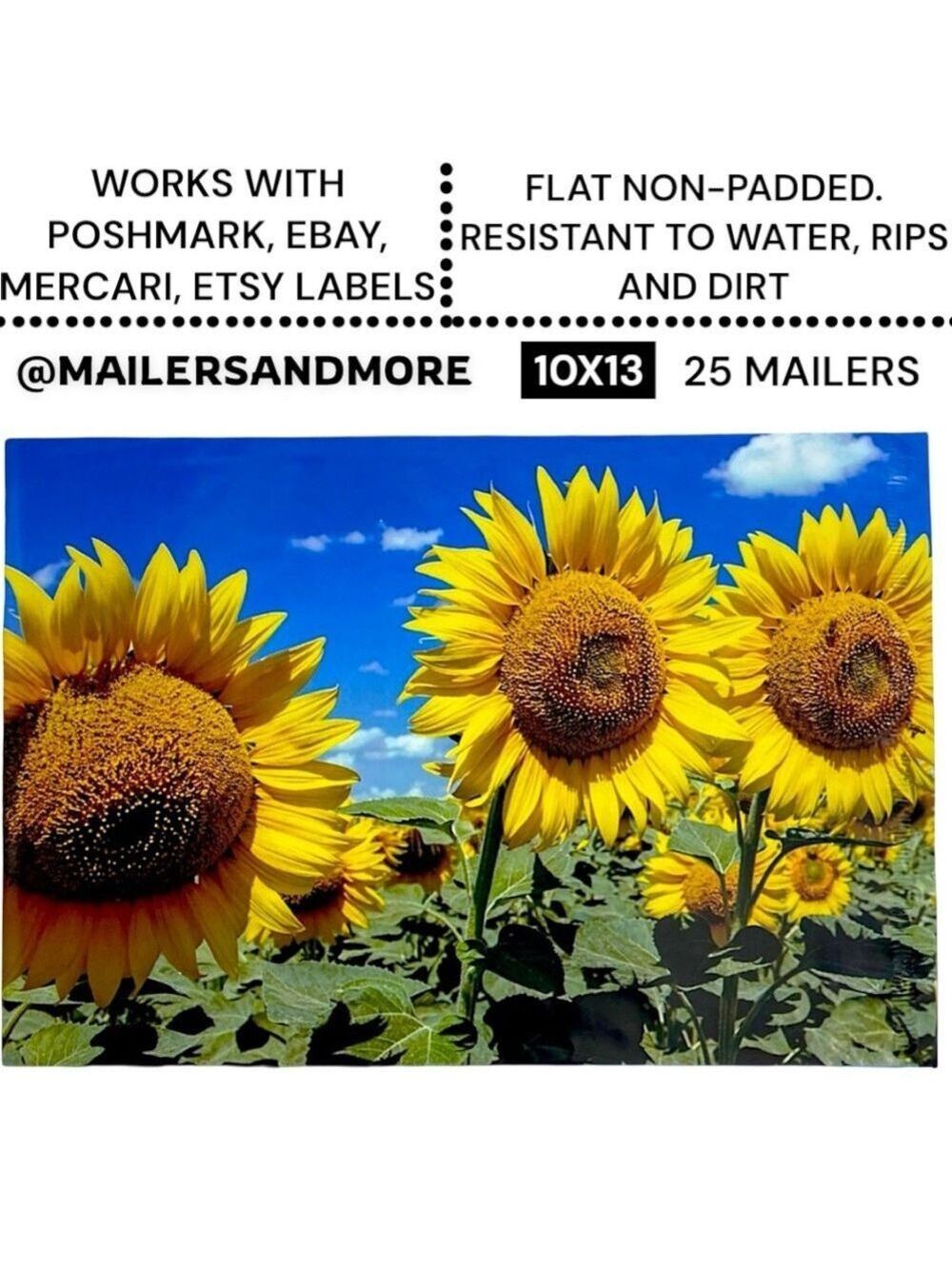 25 10X13 Poly Mailers Sunflower, Shipping Envelopes PRICE IS FIRM Fall - Picture 2 of 12
